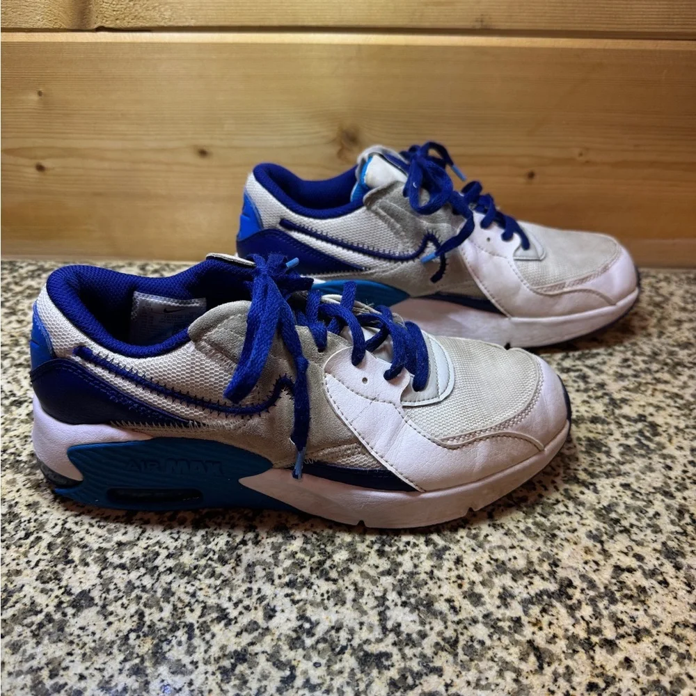 Nike Air Max Kids‎ Shoes White Blue Lace Up Athletic Sneakers Size 5.5Y